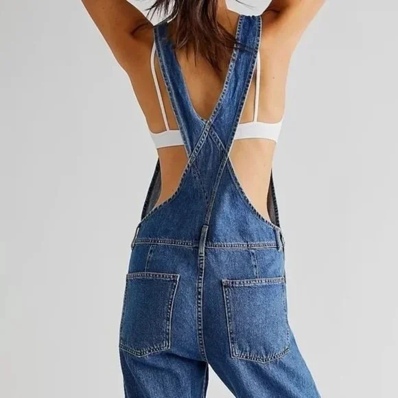 Free People We The Free Ziggy Denim Overalls Blue Denim Size S NEW - Picture 3 of 8